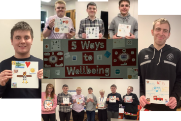 Willows students with their 5 Ways to Wellbeing work