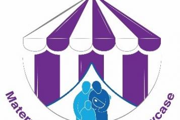 graphic of striped tent and family