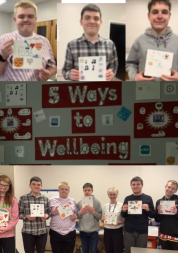 Willows students with their 5 Ways to Wellbeing work